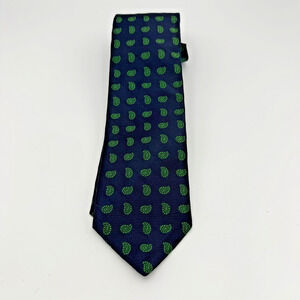 Robert Talbott 100% Silk Necktie Mens 58" Navy Blue Green Paisley Handmade USA